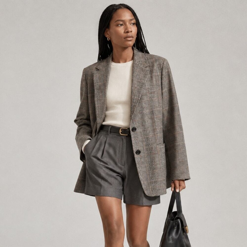 Weekend MaxMara Wool Single-breasted Blazer Womens 14 Brown Long Sleeve Jacket